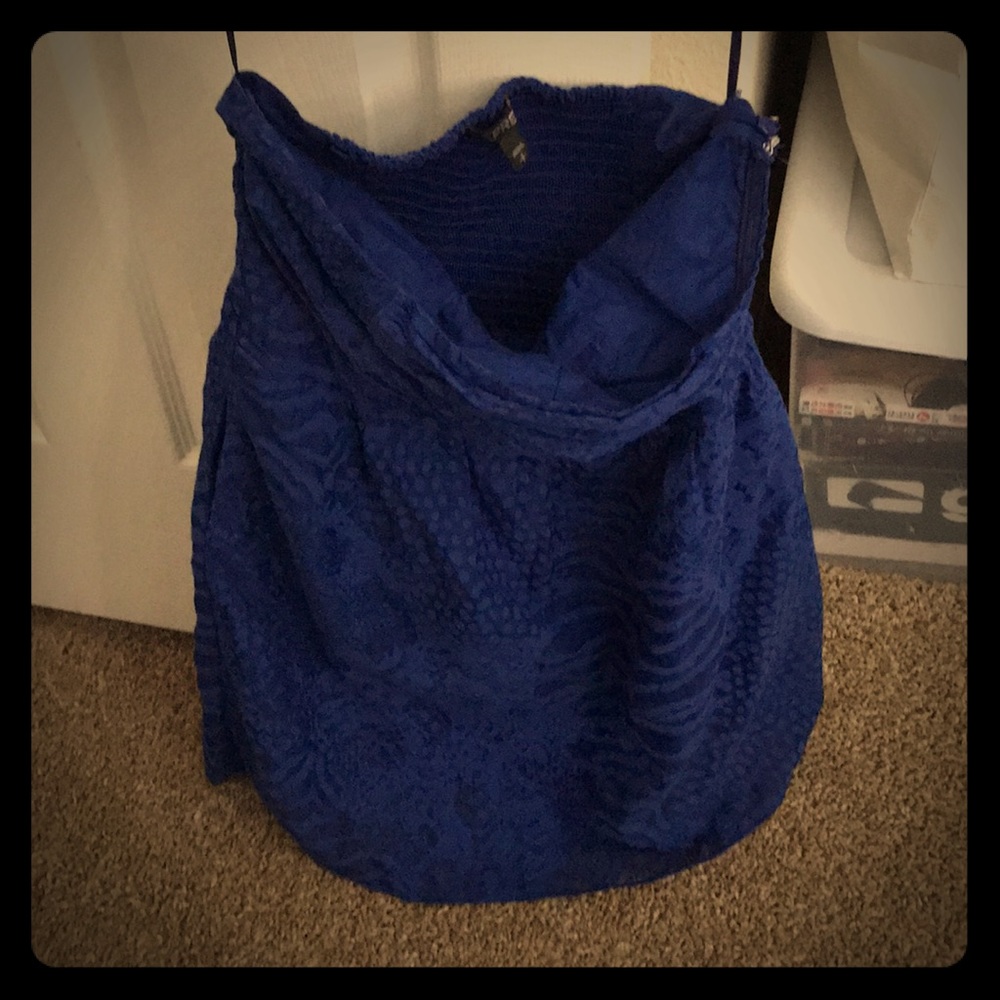 Blue tube top dress from express